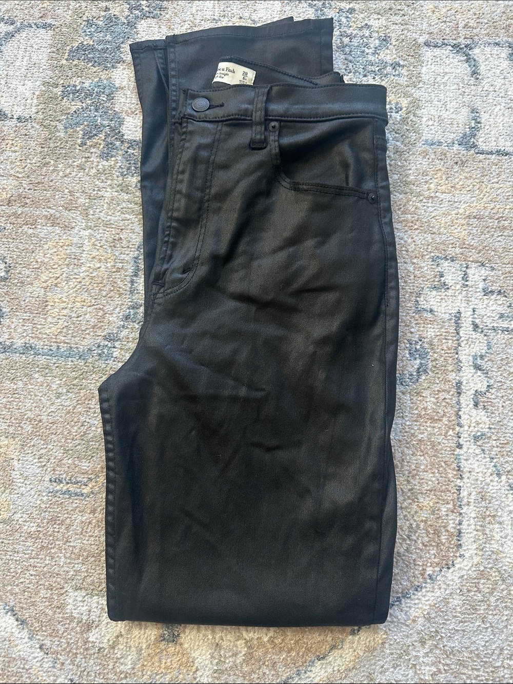 Abercrombie & Fitch Women's Straight Black Leather Jeans